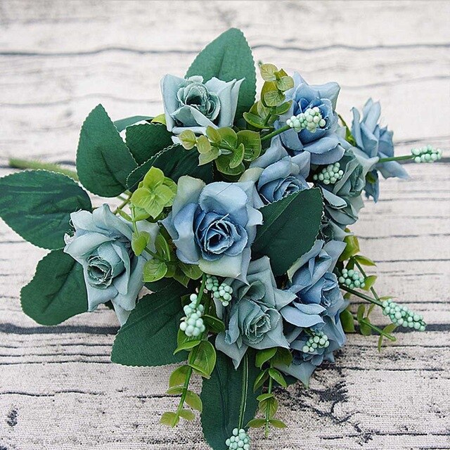 10 heads cheap artificial flowers christmas decorations for home wedding silk roses bride bouquet accessories clearance