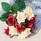 10 heads cheap artificial flowers christmas decorations for home wedding silk roses bride bouquet accessories clearance